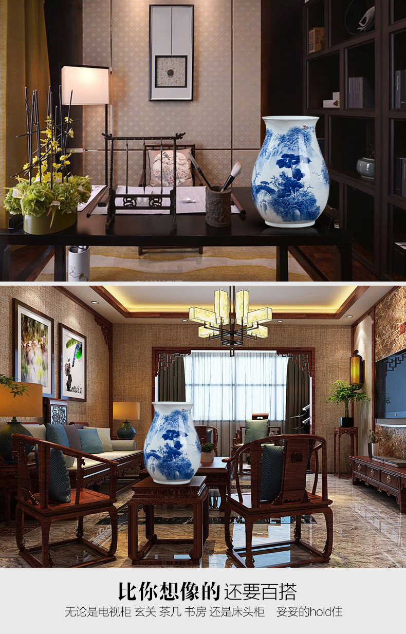 Jingdezhen ceramics hand - made of blue and white porcelain vase furnishing articles of new Chinese style living room TV ark, porcelain home decoration