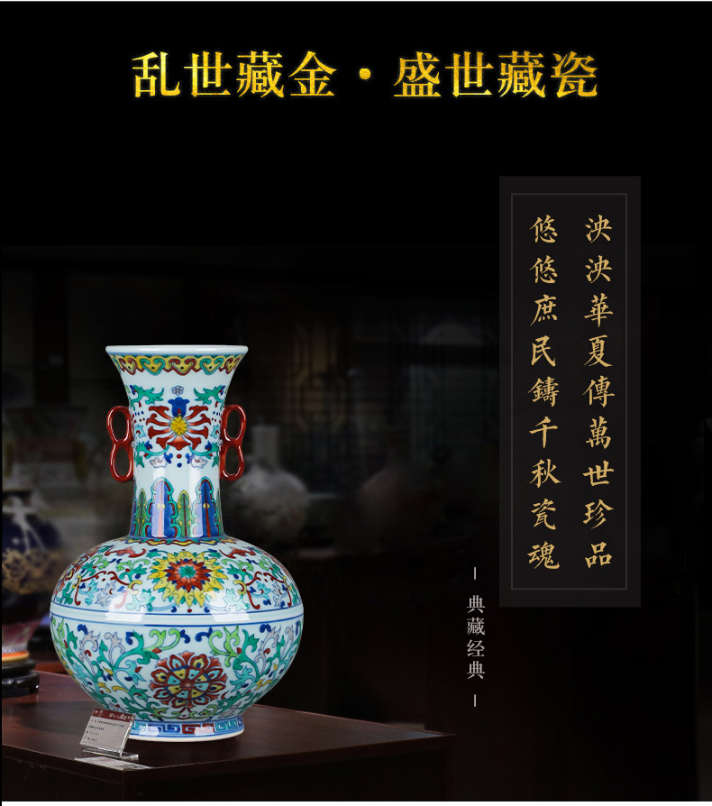 Jingdezhen ceramics furnishing articles hand - made archaize yongzheng blue - and - white youligong ears vases, antique household act the role ofing is tasted