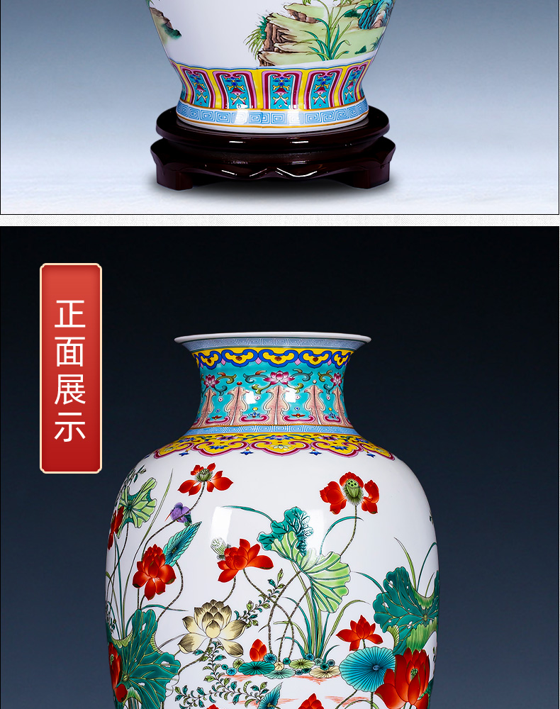 Jingdezhen ceramics enamel pastel colored vases furnishing articles of new Chinese style household flower adornment handicraft sitting room