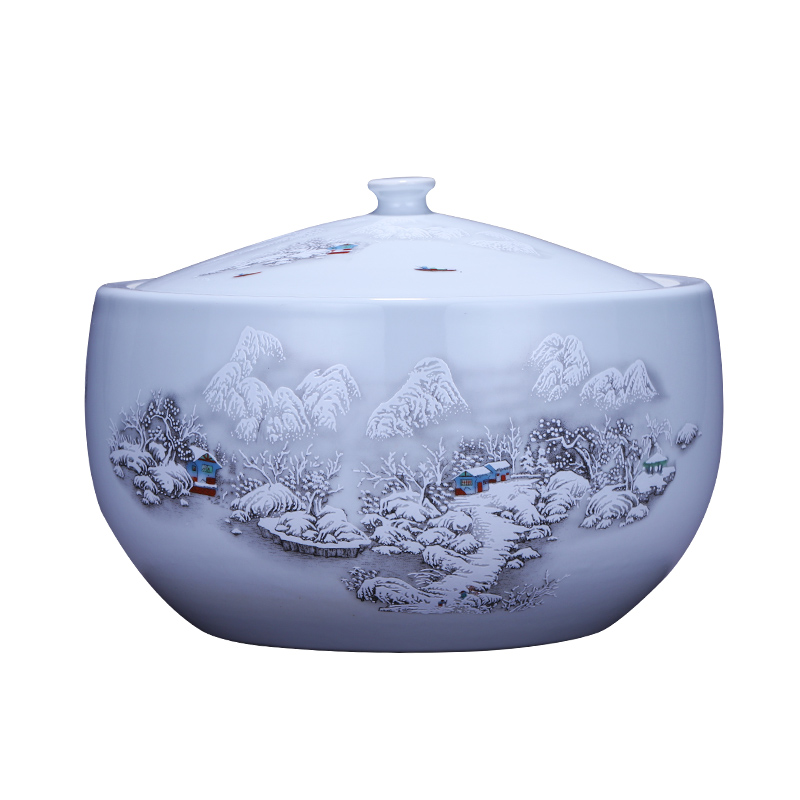 Jingdezhen ceramics furnishing articles storage tank with cover Chinese medicine pot dish of rice, cooking pot caddy fixings barrel 5 jins