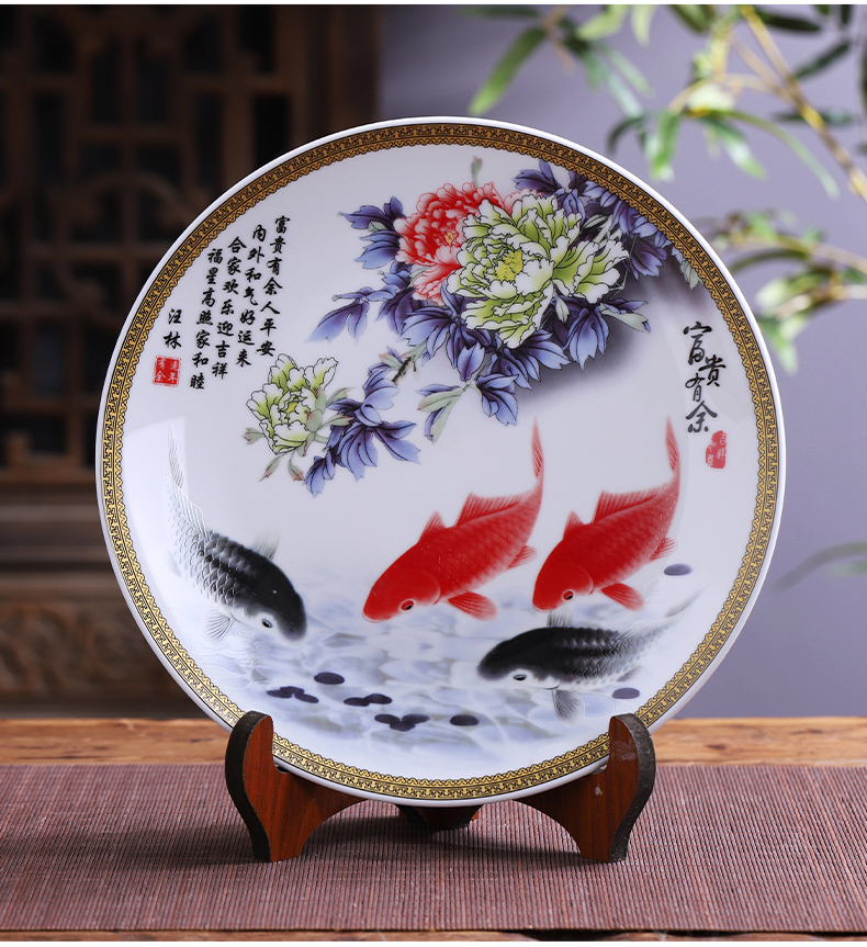 Jingdezhen ceramics hang dish well - off Chinese style household decorative plate living room TV ark, handicraft furnishing articles