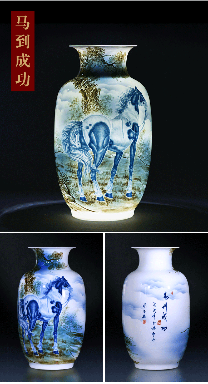 Jingdezhen ceramics furnishing articles manual hand - made under glaze color porcelain vase son thin foetus modern Chinese style household act the role ofing is tasted