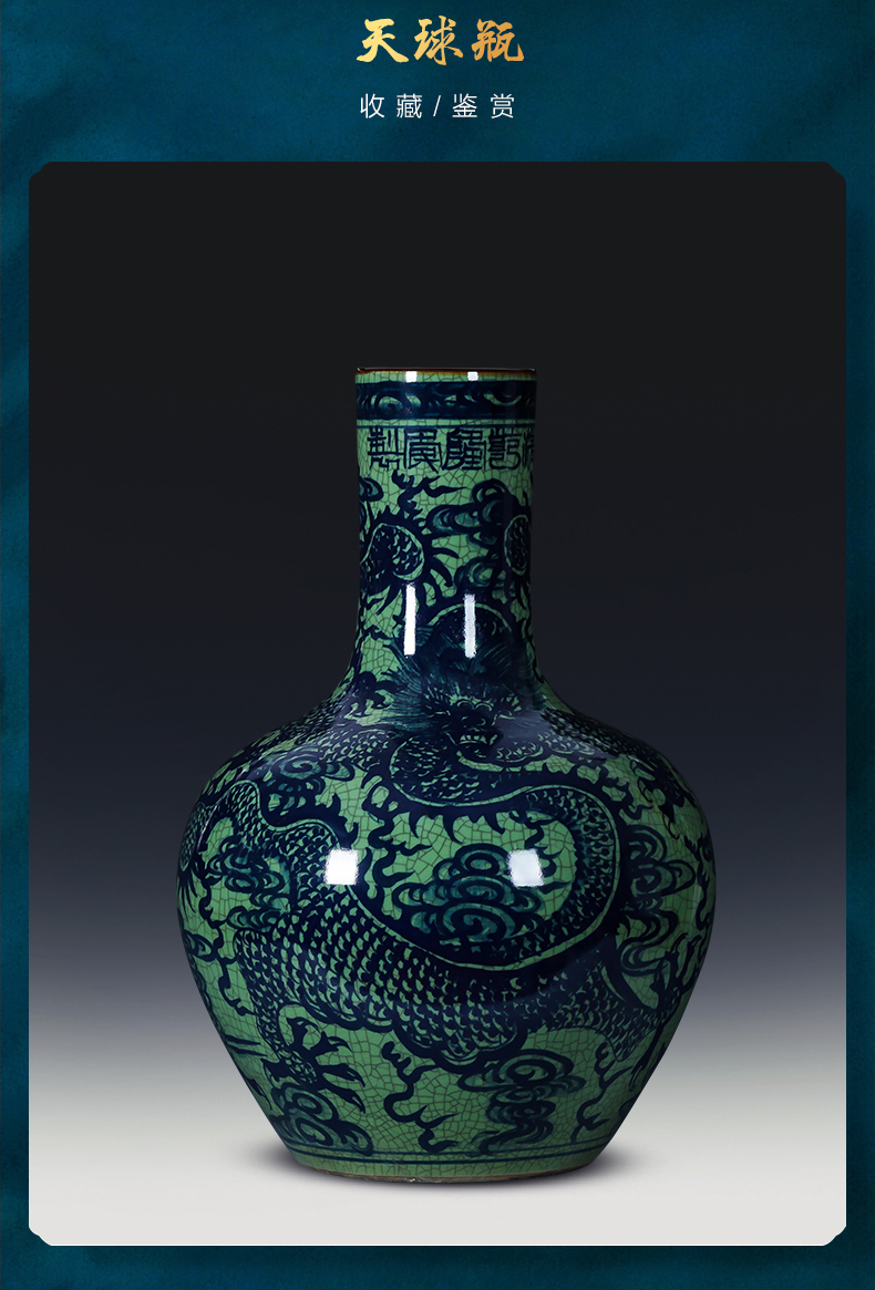 Hand draw large antique vase of blue and white porcelain of jingdezhen ceramics furnishing articles vintage porcelain landing sitting room adornment