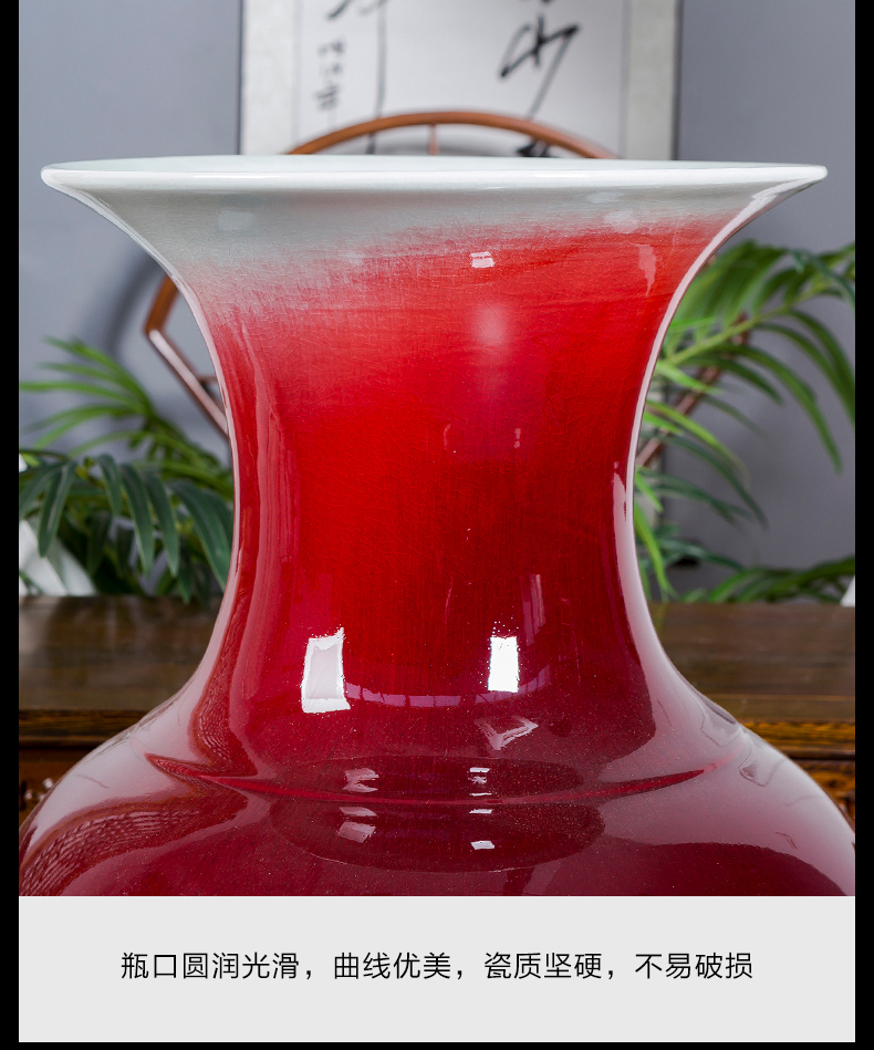 Jingdezhen ceramics ruby red glaze cracks open piece of large vase king home sitting room adornment is placed