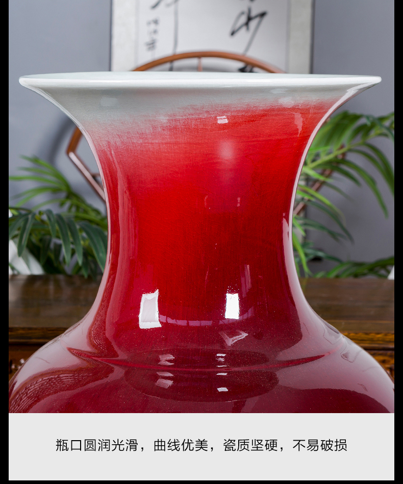 Jingdezhen ceramics ruby red glaze cracks open piece of large vase king home sitting room adornment is placed