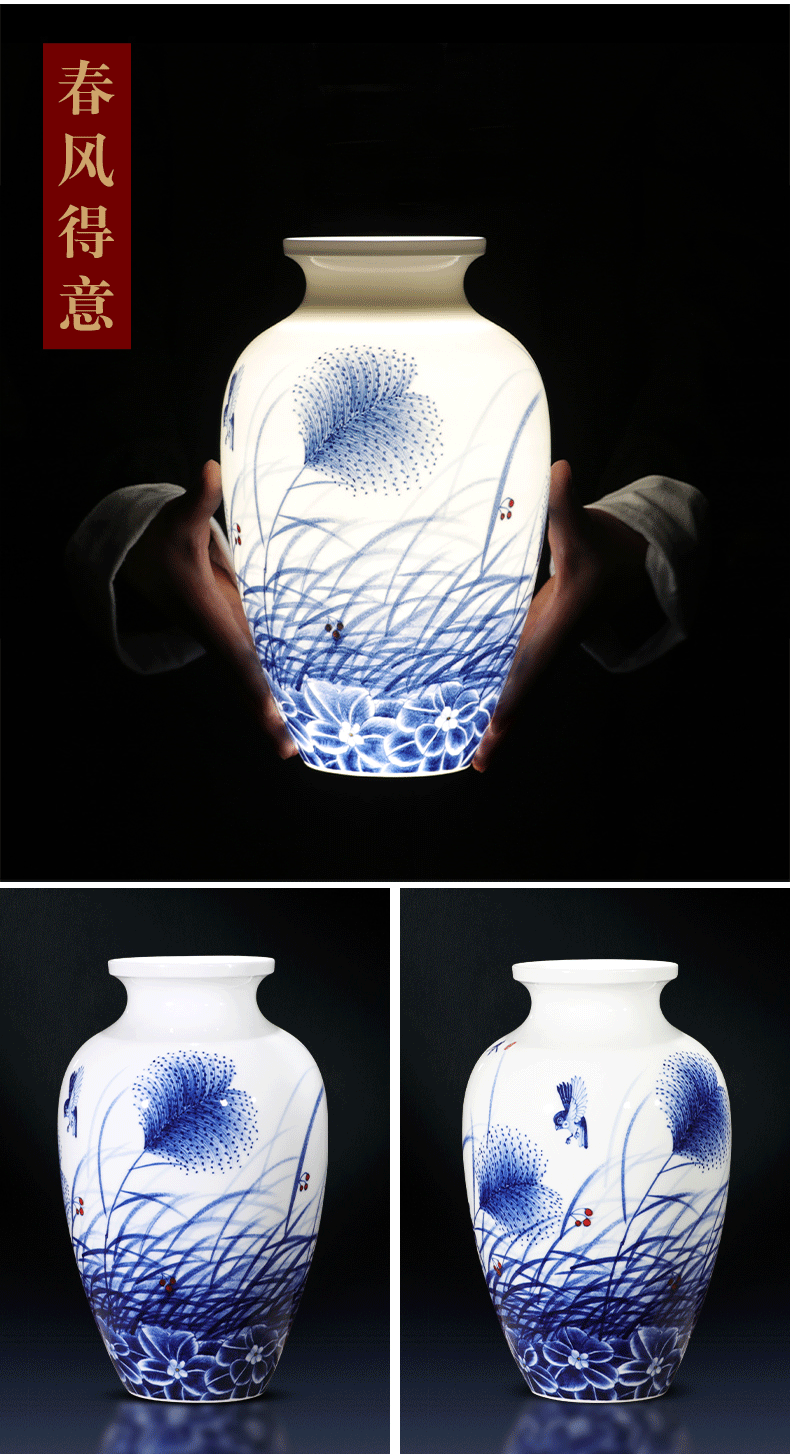 Jingdezhen ceramics furnishing articles manual hand - made under glaze color porcelain vase son thin foetus modern Chinese style household act the role ofing is tasted