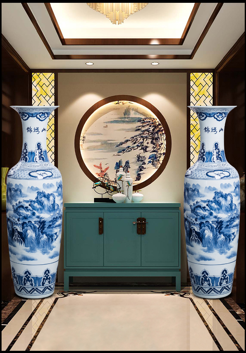Hand - made ching Ming blue and white porcelain is jingdezhen ceramics painting of large vases, furnishing articles sitting room adornment extra large