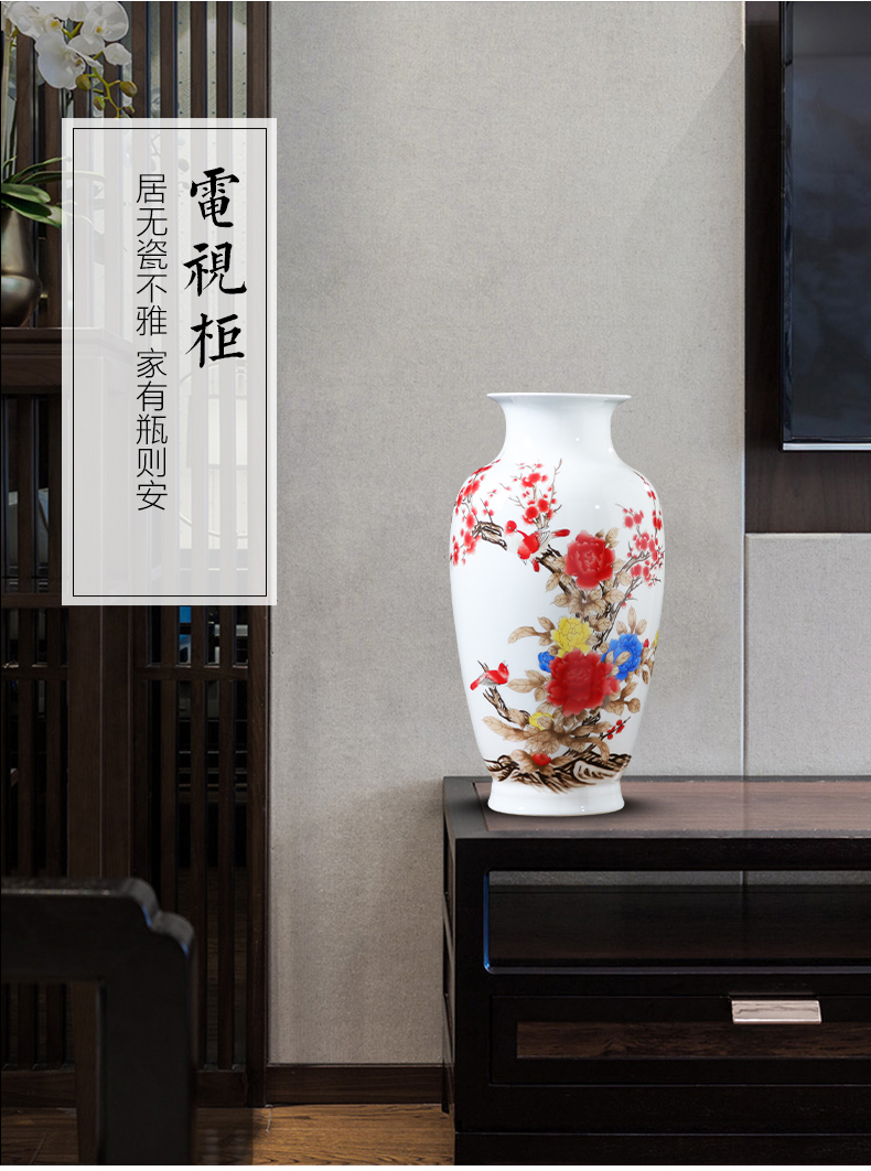 Jingdezhen ceramics powder enamel vase rich ancient frame the sitting room of Chinese style household adornment TV ark, place adorn article