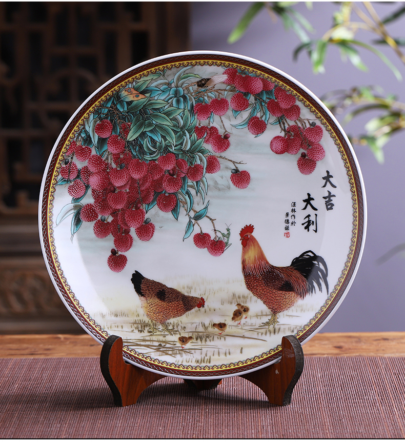 Jingdezhen ceramics hang dish prosperous decoration plate handicraft furnishing articles of new Chinese style household act the role ofing is tasted, the living room