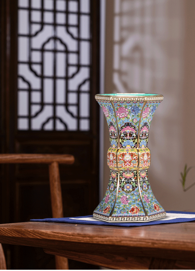 Jingdezhen ceramic vase furnishing articles European porcelain enamel porcelain modern home wine sitting room adornment