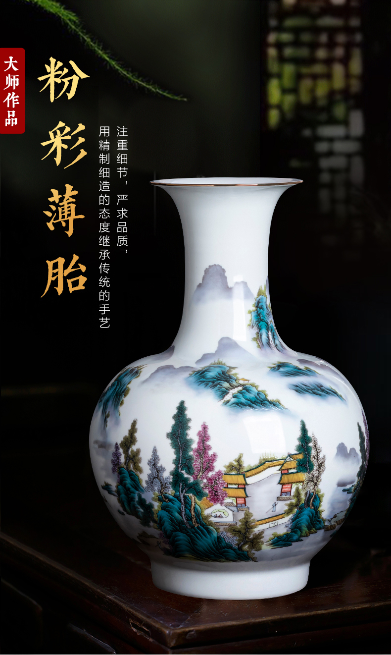 Pastel landscape big vase eggshell porcelain of jingdezhen ceramics Chinese flower arranging sitting room home furnishing articles