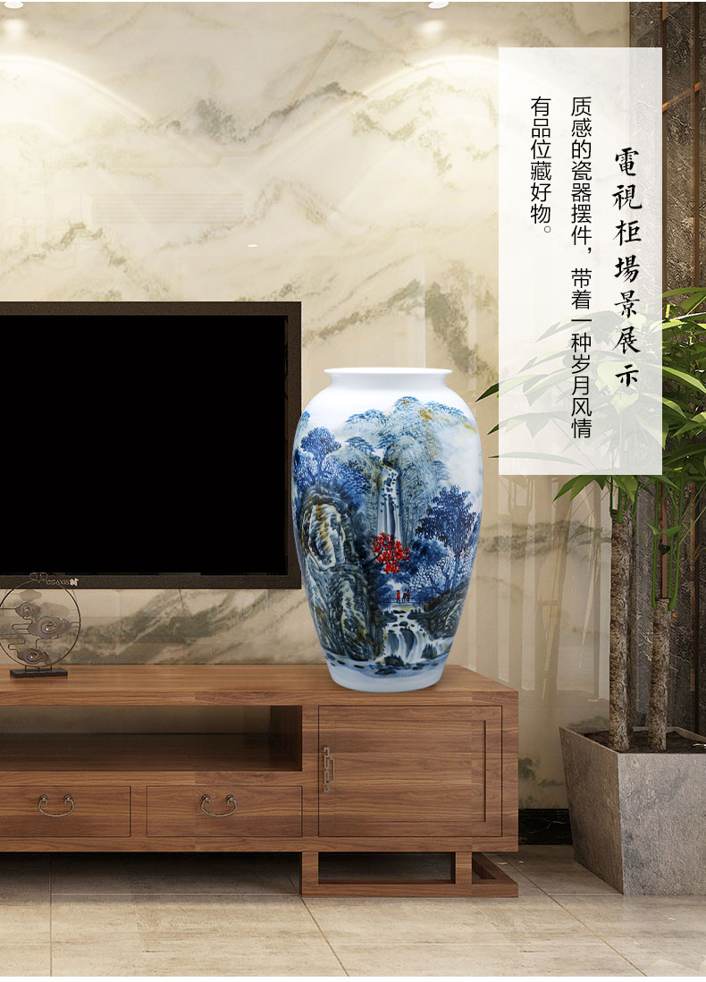 Jingdezhen porcelain vases, pottery and porcelain hand - made scenery of Chinese style living room rich ancient frame TV ark, home furnishing articles