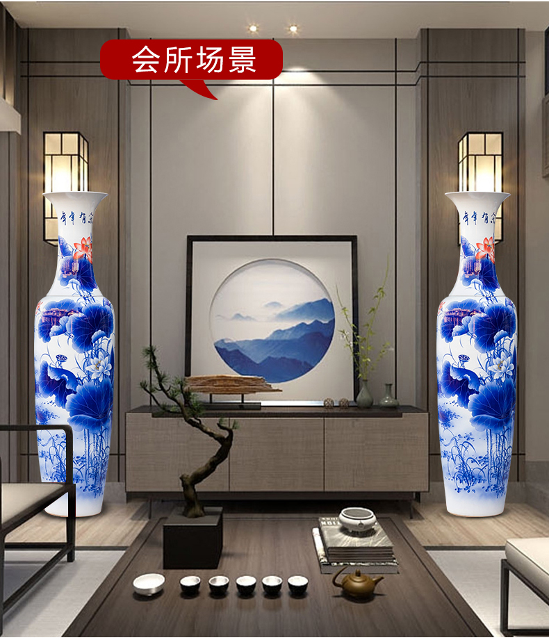 Jingdezhen ceramic floor big vase large furnishing articles hand - made the sitting room of Chinese style household act the role ofing is tasted decoration to the hotel opening