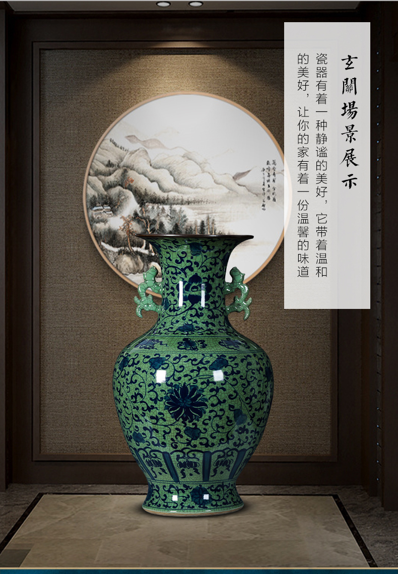 Hand draw large antique vase of blue and white porcelain of jingdezhen ceramics furnishing articles vintage porcelain landing sitting room adornment