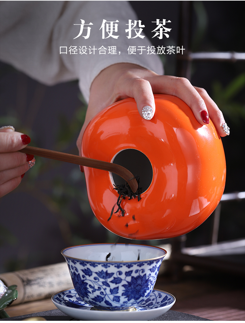 All the best ceramic little persimmon tea pot small sealed as cans and POTS creative jewelry handicraft furnishing articles