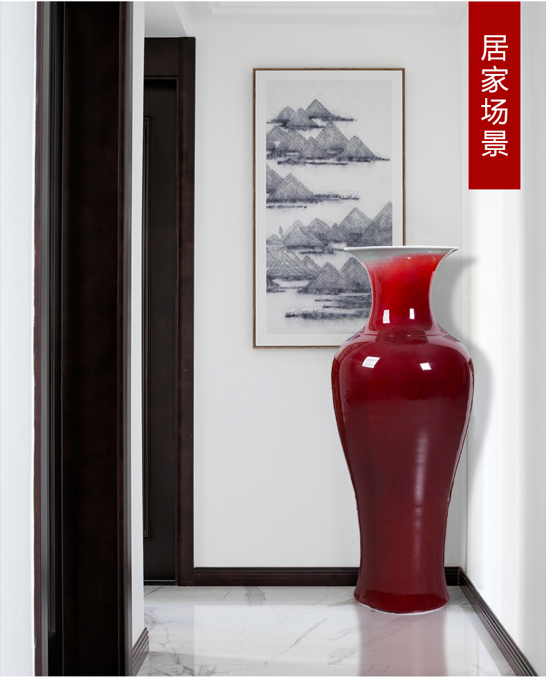 Jingdezhen ceramics ruby red glaze cracks open piece of large vase king home sitting room adornment is placed