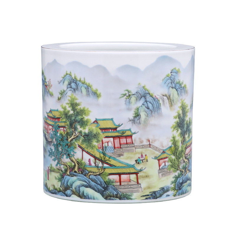 A large vase furnishing articles calligraphy cylinder tank porcelain of jingdezhen ceramics modern Chinese style living room home decoration