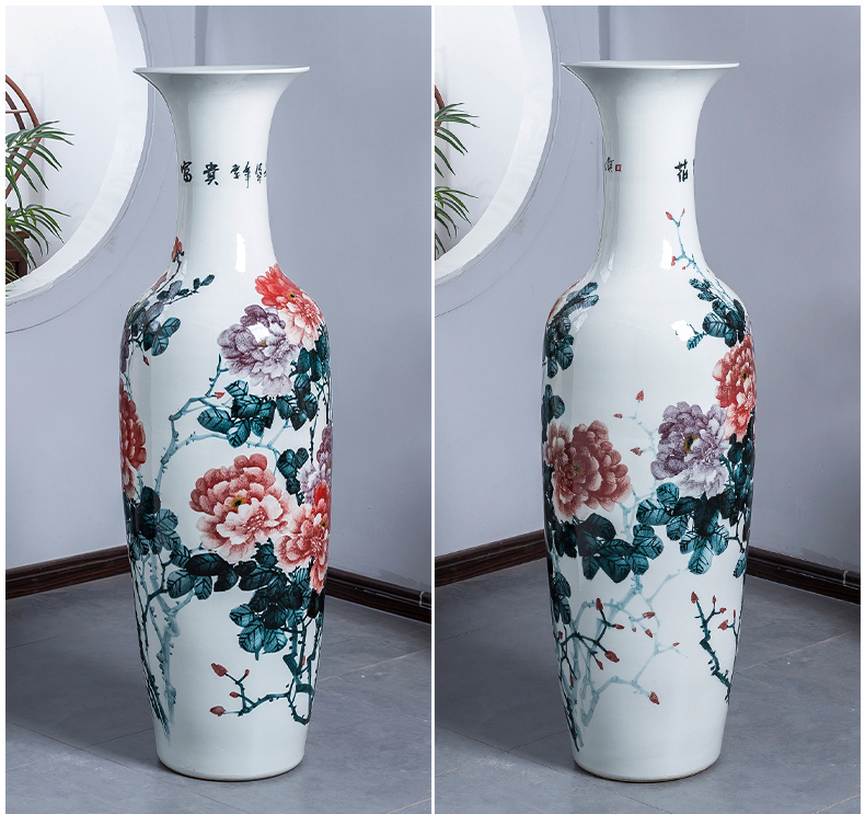 Jingdezhen ceramics luck, blooming flowers, large sitting room adornment is placed large vase hotel