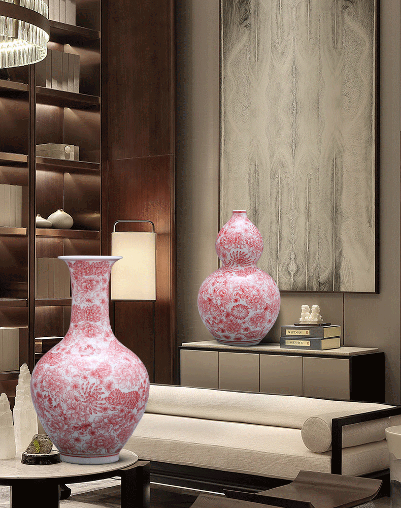 Jingdezhen ceramic vase furnishing articles of new Chinese style household act the role ofing is tasted sitting room flower arrangement craft porcelain porcelain arts and crafts