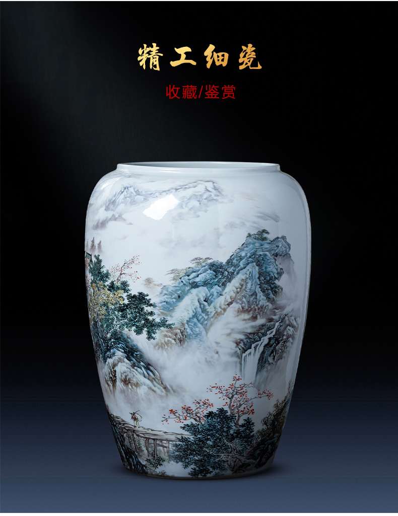 Jingdezhen ceramics painting and calligraphy scrolls cylinder calligraphy and painting to receive tube ground study vase sitting room adornment is placed