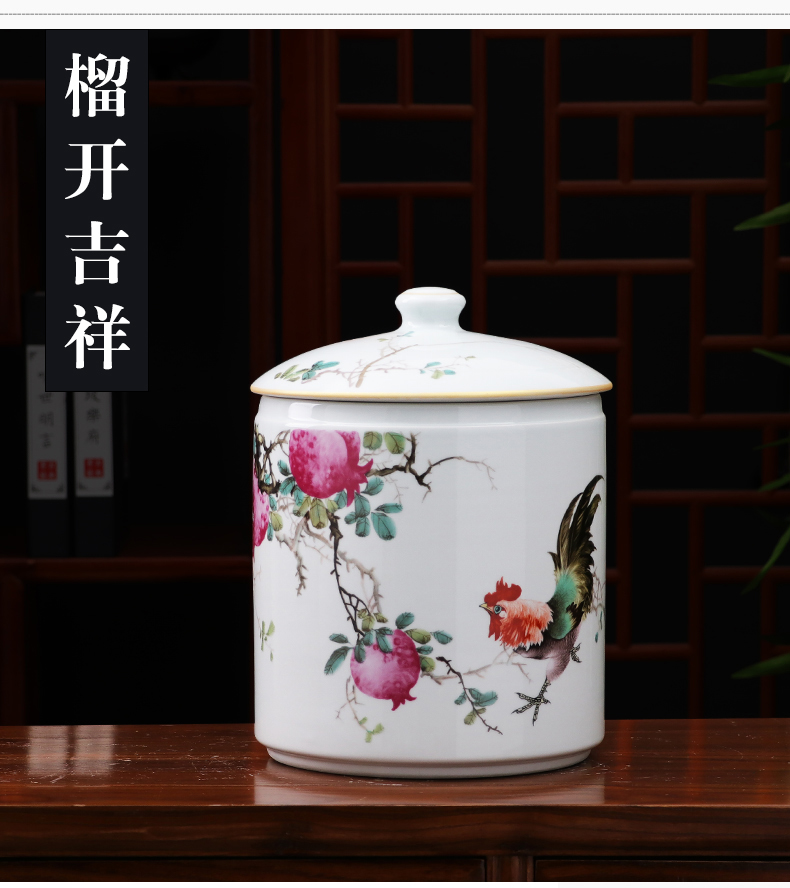 Jingdezhen ceramics caddy fixings size with cover grain storage tank tea cake tin of home furnishing articles