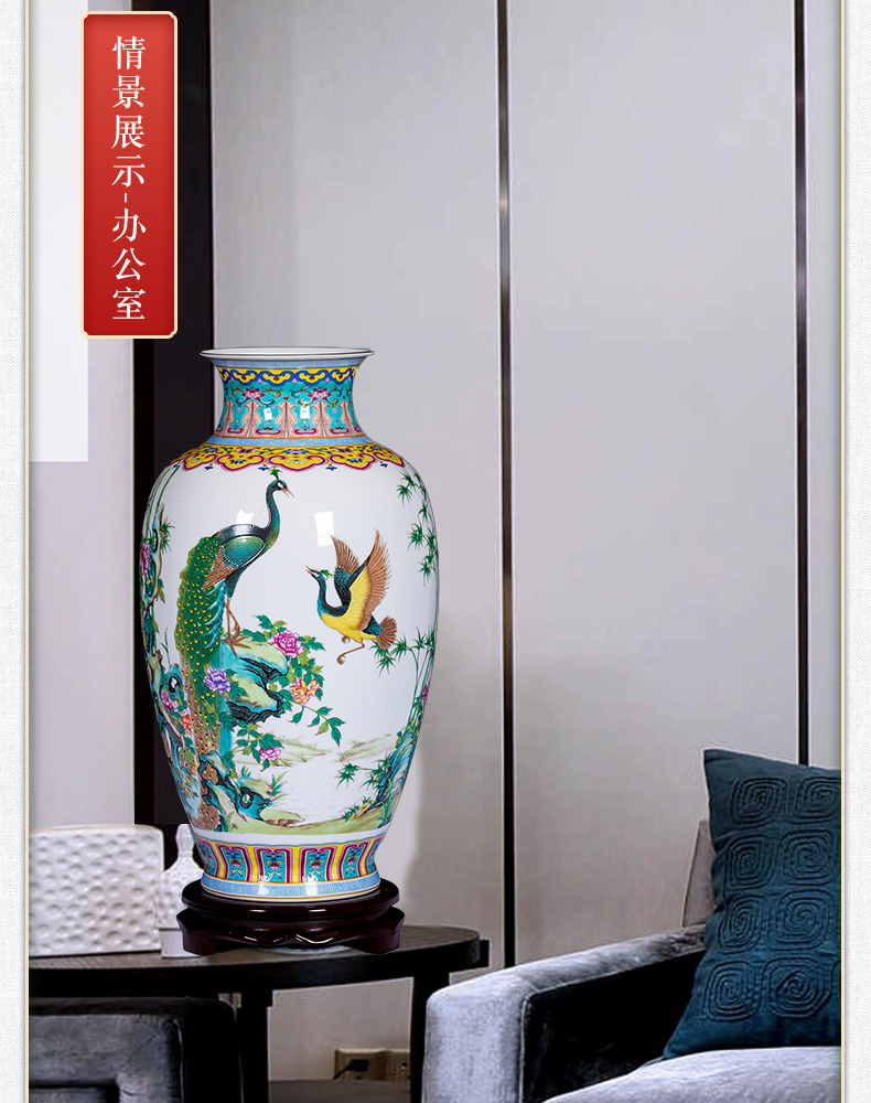 Jingdezhen ceramics enamel pastel colored vases furnishing articles of new Chinese style household flower adornment handicraft sitting room