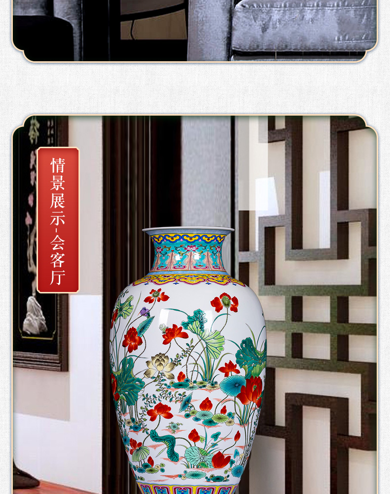 Jingdezhen ceramics enamel pastel colored vases furnishing articles of new Chinese style household flower adornment handicraft sitting room