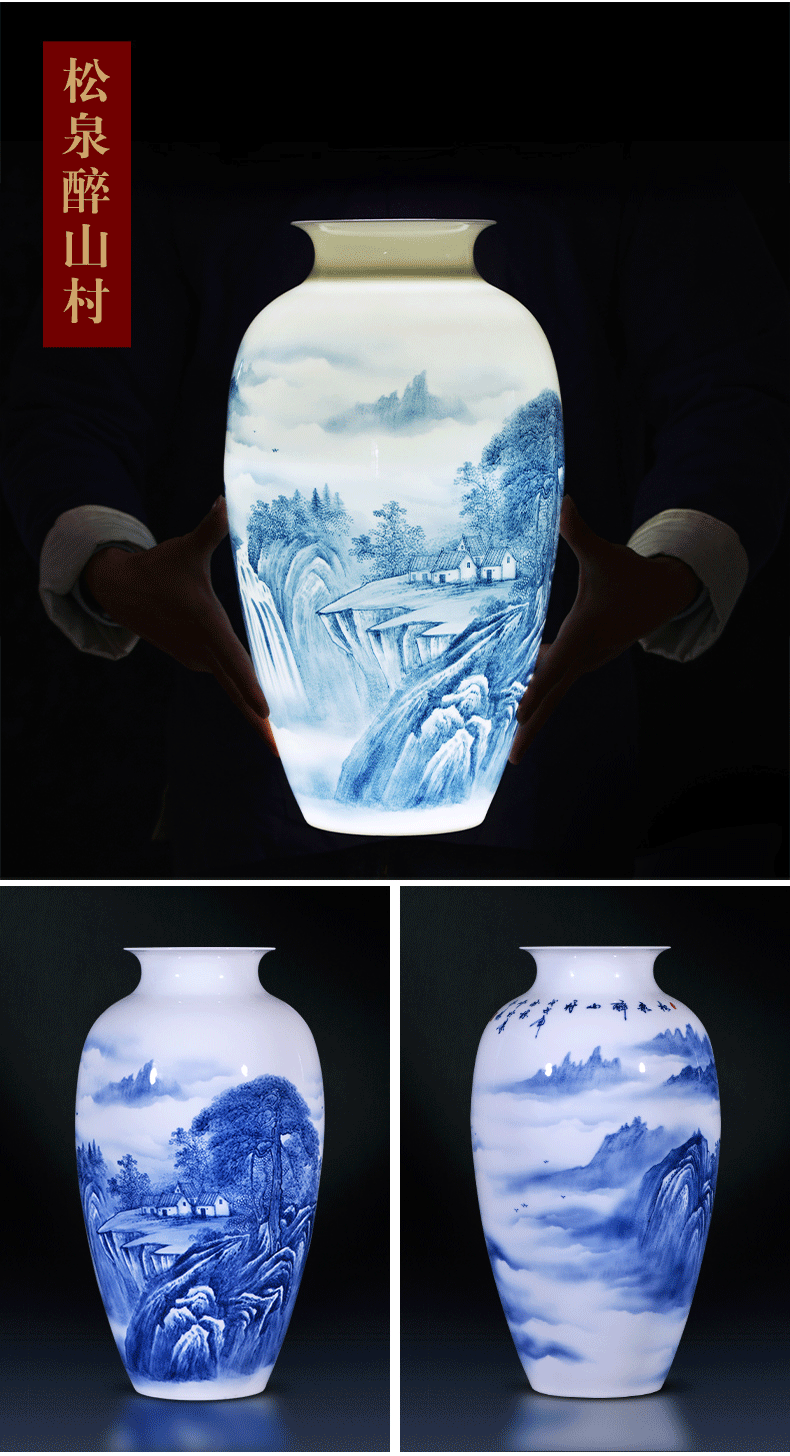 Jingdezhen ceramics furnishing articles manual hand - made under glaze color porcelain vase son thin foetus modern Chinese style household act the role ofing is tasted