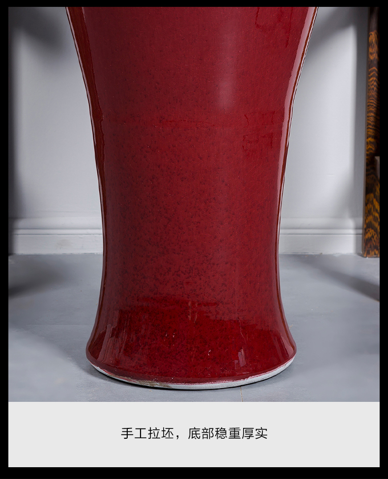 Jingdezhen ceramics originality of large vase oversized red bottle hotel sitting room adornment is placed