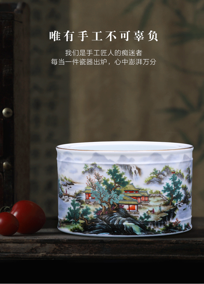 A large vase furnishing articles calligraphy cylinder tank porcelain of jingdezhen ceramics modern Chinese style living room home decoration