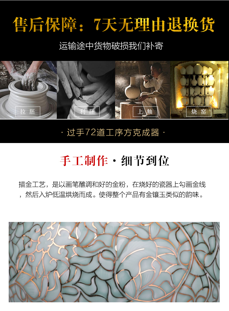 The Master of jingdezhen ceramics vase hand - made reliefs green paint pomegranate bottles of sitting room adornment office furnishing articles