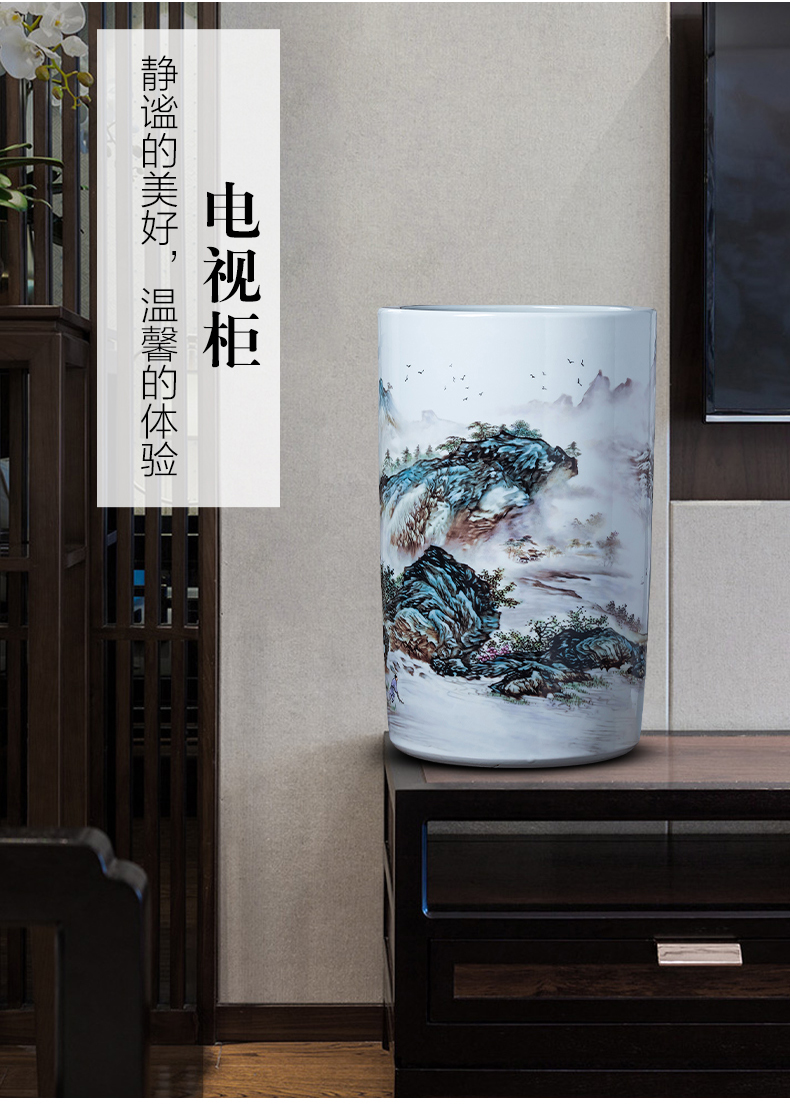 Jingdezhen ceramics painting and calligraphy scrolls cylinder calligraphy and painting to receive tube ground study vase sitting room adornment is placed