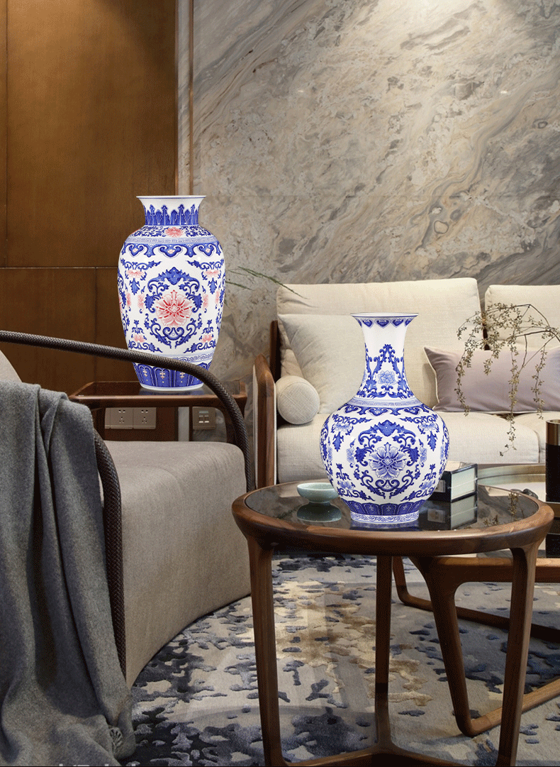 Jingdezhen ceramics vase furnishing articles archaize sitting room of Chinese style household flower arrangement of blue and white porcelain vases large ornament