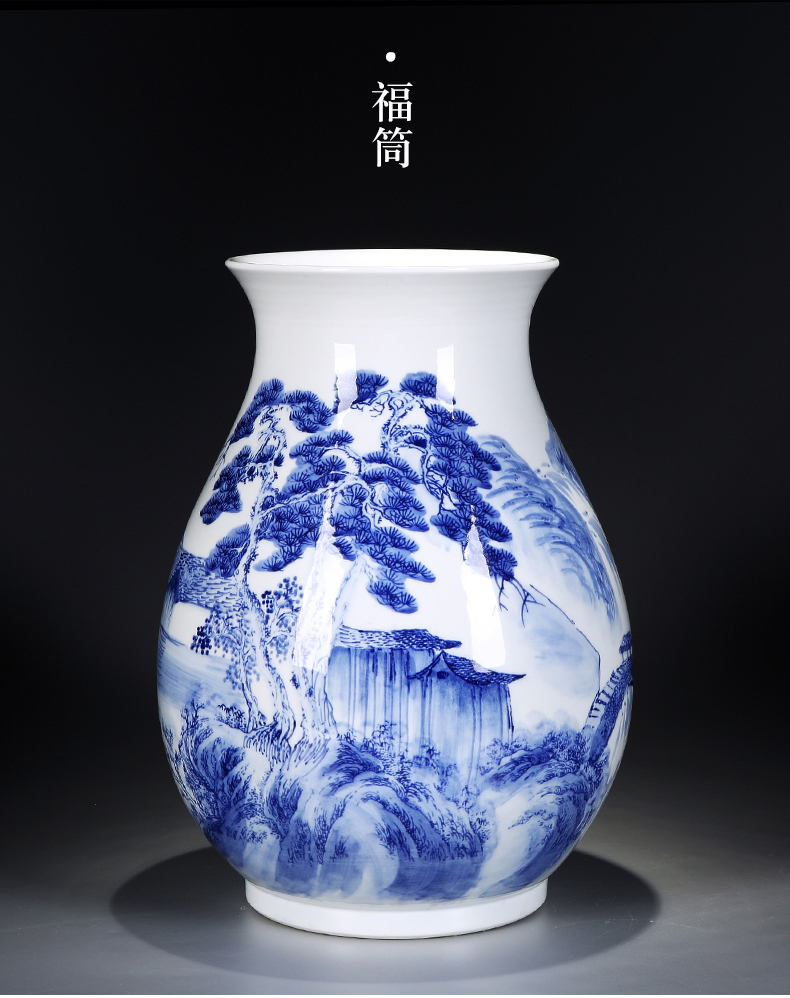 Jingdezhen ceramics hand - made of blue and white porcelain vase furnishing articles of new Chinese style living room home TV ark adornment arranging flowers