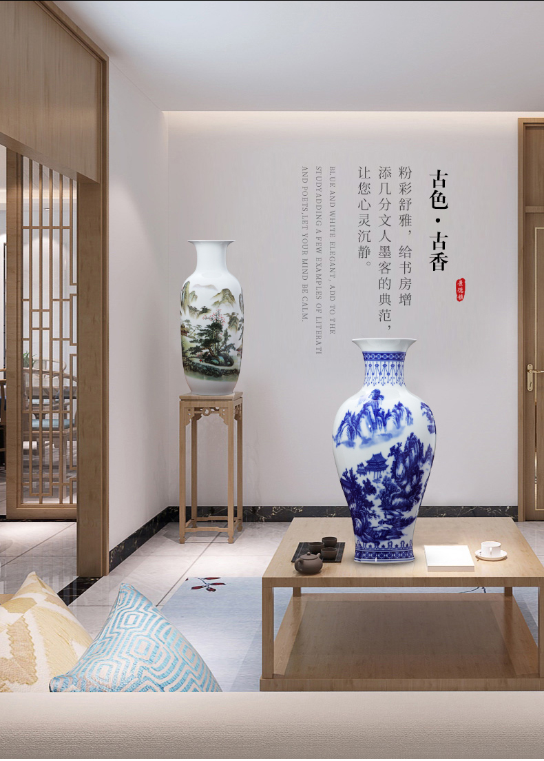 Blue and white porcelain of jingdezhen ceramics vase flower arranging dried flowers sitting room adornment I household act the role ofing is tasted TV ark, furnishing articles