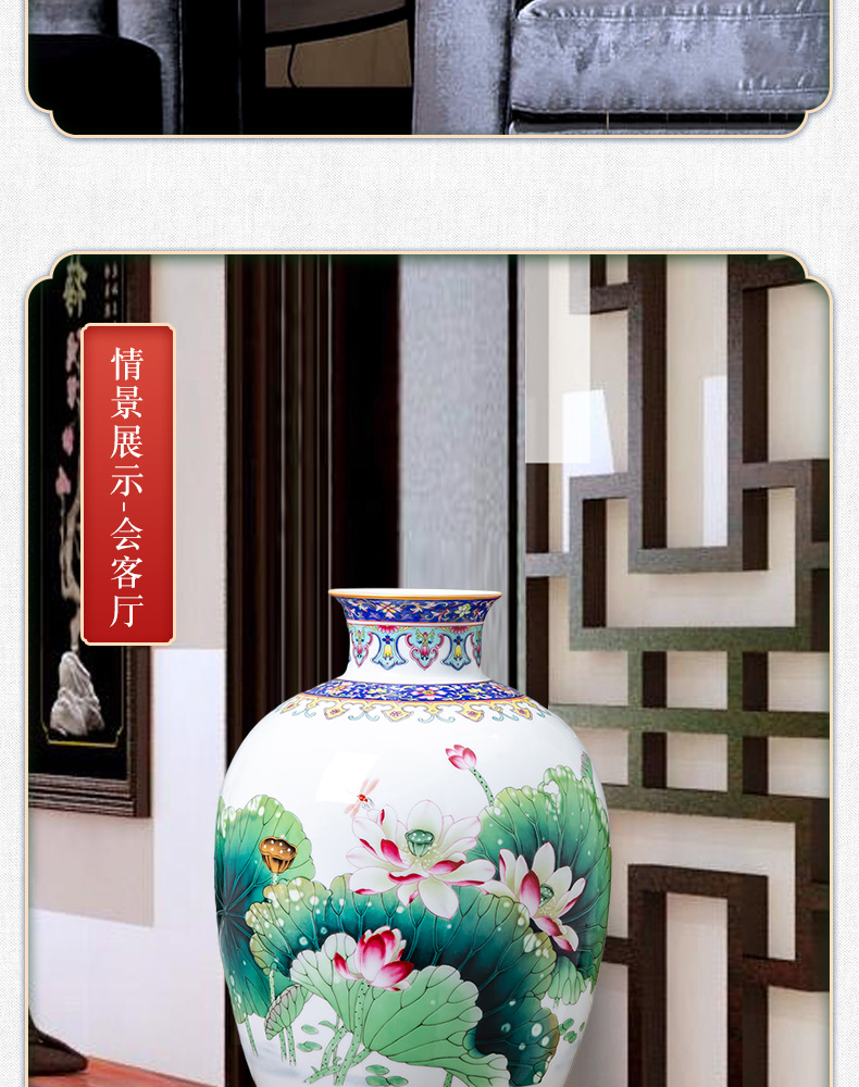 Jingdezhen chinaware lotus flower arranging Chinese ancient frame vase in the sitting room porch decoration handicraft furnishing articles