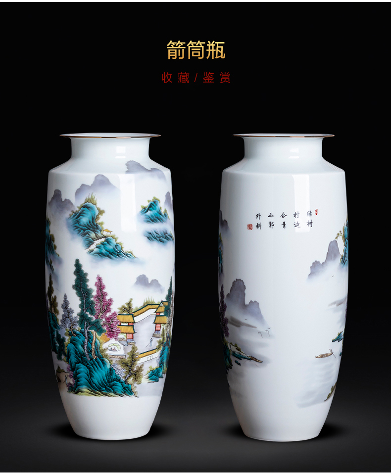 Pastel landscape big vase eggshell porcelain of jingdezhen ceramics Chinese flower arranging sitting room home furnishing articles