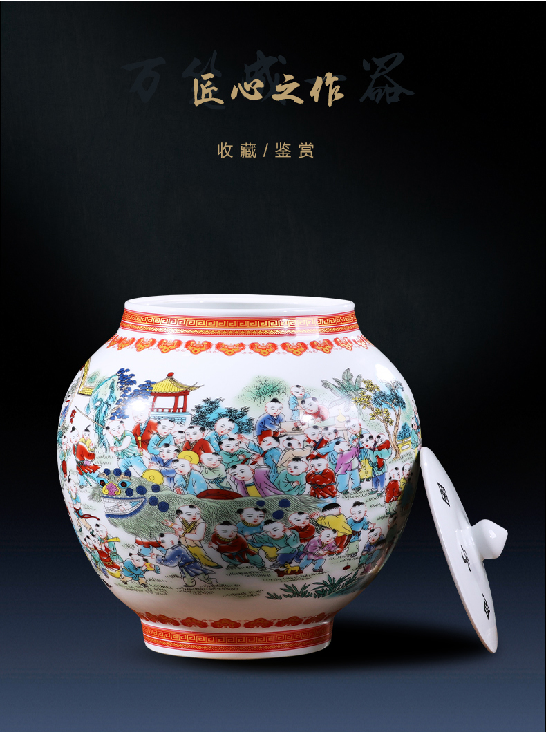 Jingdezhen ceramics vase storage tank with cover Chinese flower arranging household act the role ofing is tasted sitting room TV cabinet decorative furnishing articles