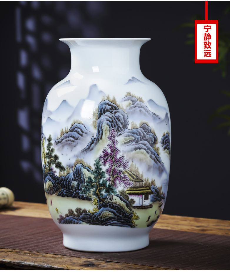 Jingdezhen ceramics pastel landscapes lucky bamboo vase furnishing articles sitting room home TV ark adornment arranging flowers