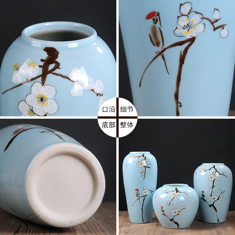 Jingdezhen ceramic vases, flower vase furnishing articles sitting room dry flower vases, flower implement zen new Chinese style household adornment