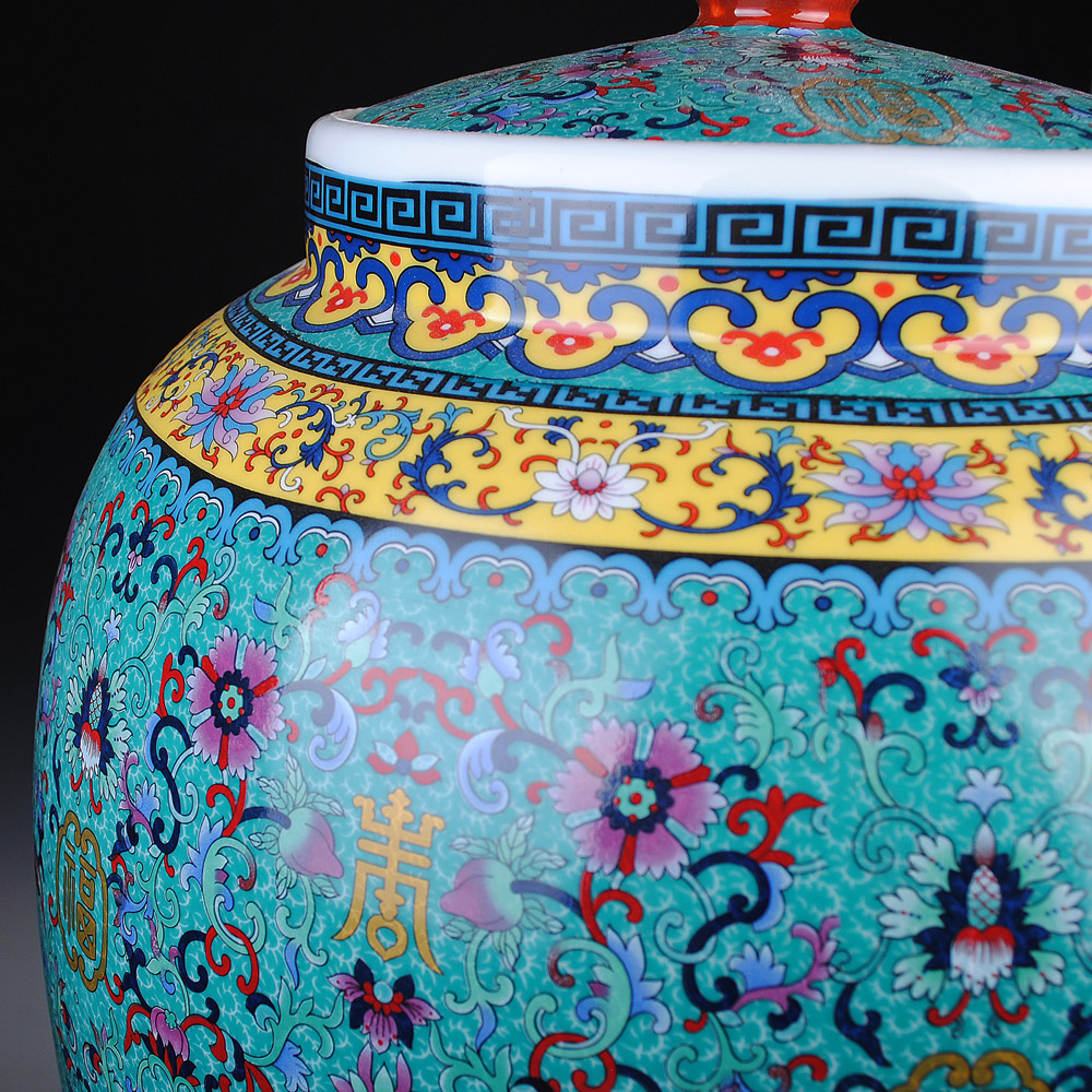 Jingdezhen ceramics to heavy colored enamel barrel 50 kg pack general tank storage tank to live in a hotel restaurant furnishing articles
