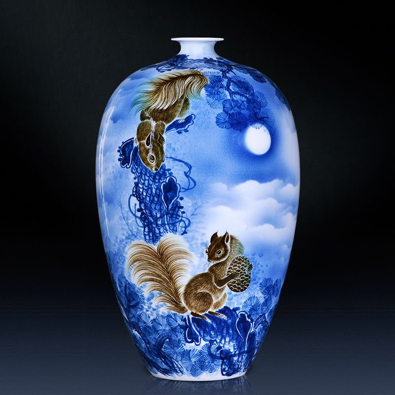 Jingdezhen ceramics hand - made of blue and white porcelain vases, flower arrangement furnishing articles of new Chinese style living room TV ark, home decoration