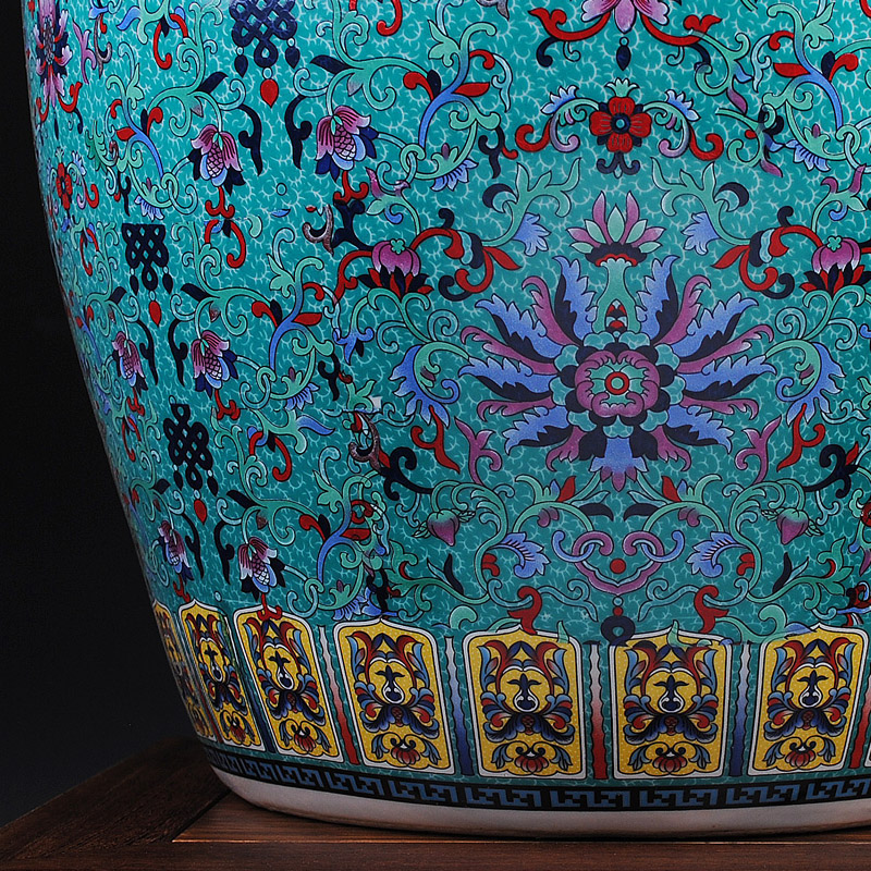 Jingdezhen ceramics to heavy colored enamel barrel 50 kg pack general tank storage tank to live in a hotel restaurant furnishing articles