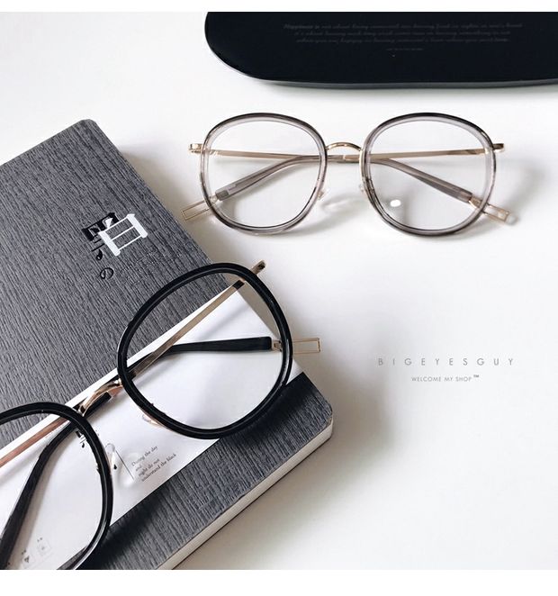 Phiên bản Hàn Quốc của nghệ thuật retro hình bầu dục kính gọng kính lớn nữ Harajuku Su Yan kim loại cận thị khung phẳng gương nam thủy triều đỏ kính đa tròng