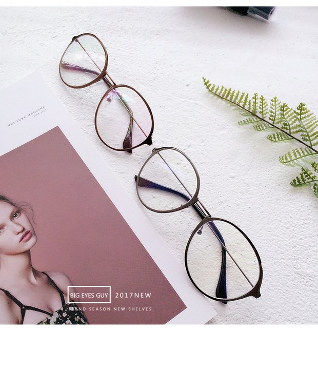 Phiên bản Hàn Quốc của khung kim loại đầy đủ hình bầu dục gương phẳng xu hướng thời trang nữ sản phẩm mới chân mỏng kính cận thị gọng kính cận nam