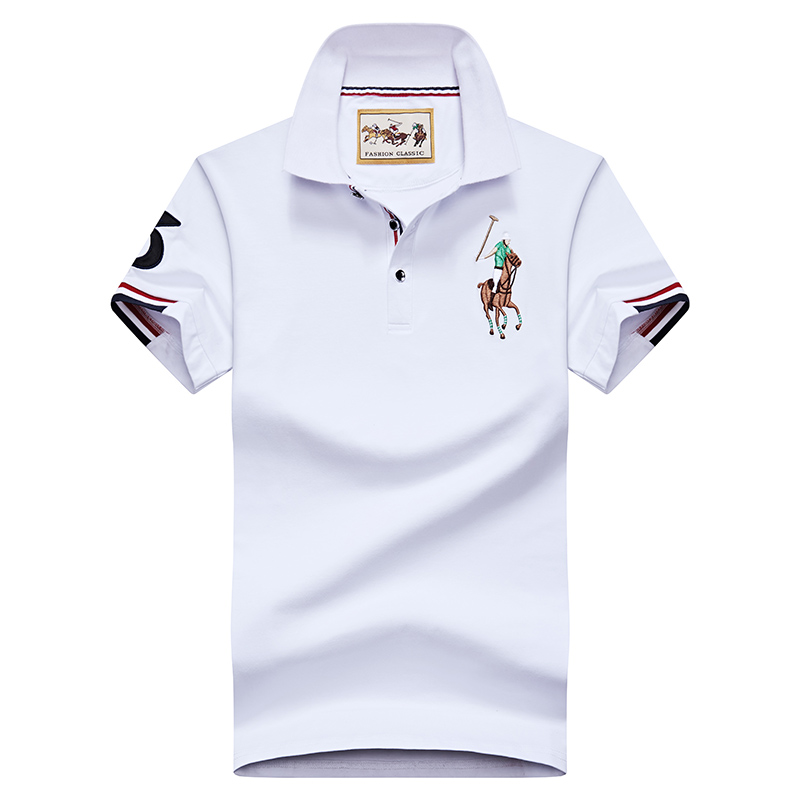 White 8633Embroidery label Polo shirt man Lapel Short sleeve T-shirt middle age Have leadership T Compassionate business affairs Dad Costume summer Paul's shirt