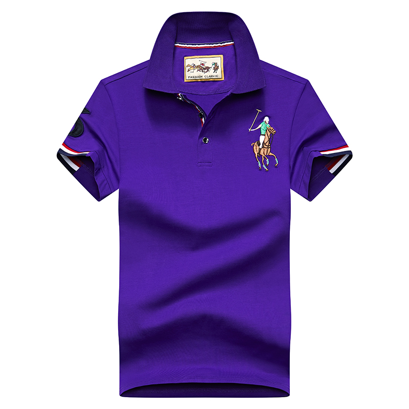Purple 8633Embroidery label Polo shirt man Lapel Short sleeve T-shirt middle age Have leadership T Compassionate business affairs Dad Costume summer Paul's shirt