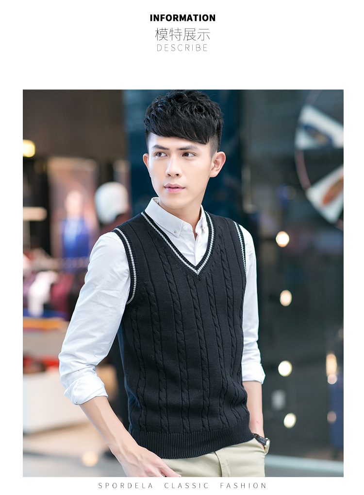 Cộng với áo nhung nam bằng vải len cho nam vest nam hàn quốc