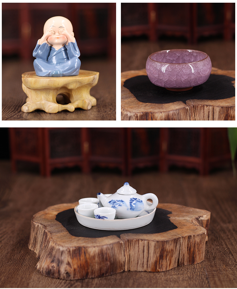 Bo Gujia đồ trang trí thủ công nhỏ Phòng khách phong cách Trung Quốc màu tím cát trang sức mini Zen gốm nhà nhân vật rượu mát phụ kiện trang trí phòng ngủ
