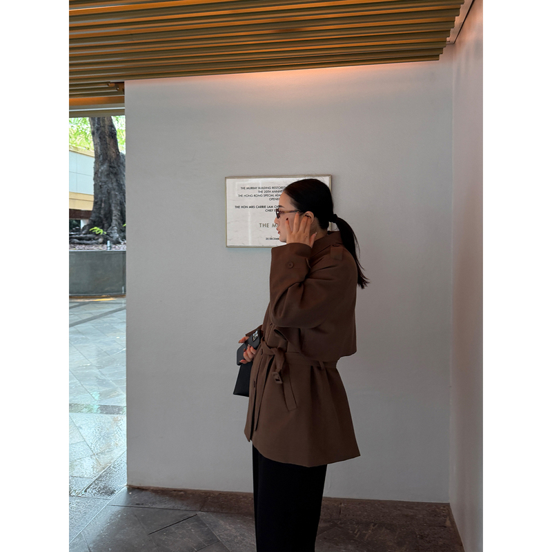 Pencil Xiaoxin Plus-Size Women's Clothing, High-End and Sophisticated Hepburn-Style Waist-Cinching Retro Trench Coat
